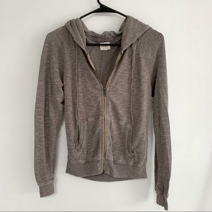 ARITZIA Wilfred Free Zip-Up Sweater in Brown/Taupe